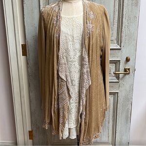 Johnny Was Los Angeles embroidered mustard colored jacket size L/XL